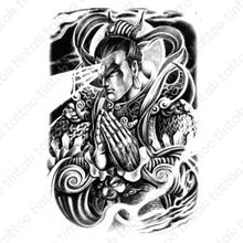 Load image into Gallery viewer, Warrior temporary tattoo design in black and gray color.