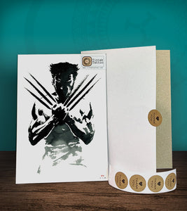 Tintak temporary tattoo sticker with wolverine design, with its hard board packaging.
