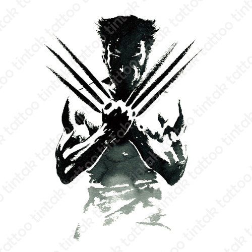 Wolverine temporary tattoo sticker in silhouette design.