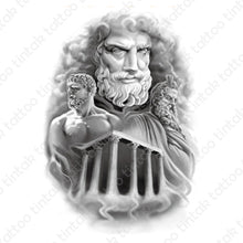 Load image into Gallery viewer, Zeus temple - black and gray temporary tattoo sticker design